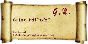 Guist Máté névjegykártya